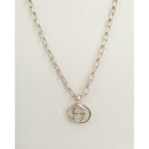 GUCCI  Interlocking G Pendant Necklace 925 Sterling Silver